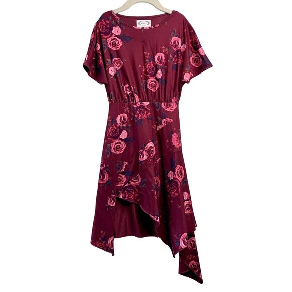 JOYFOLIE Floral Dress Girls 4 4T Mia Joy Burgundy Asymmetric Hem Toddler Girl - Picture 1 of 4